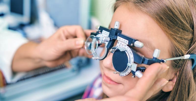 Child getting eye exam